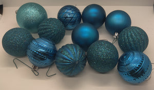 Blue Globe Ornaments ~ 16 Count