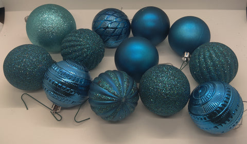 Blue Globe Ornaments ~ 16 Count