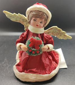 vintage  crinkled paper cone angel ornament