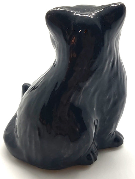 Vintage ELPA Alcobaca Portugal Blue Eyed Black Cat Figurine Statue Feline Decor