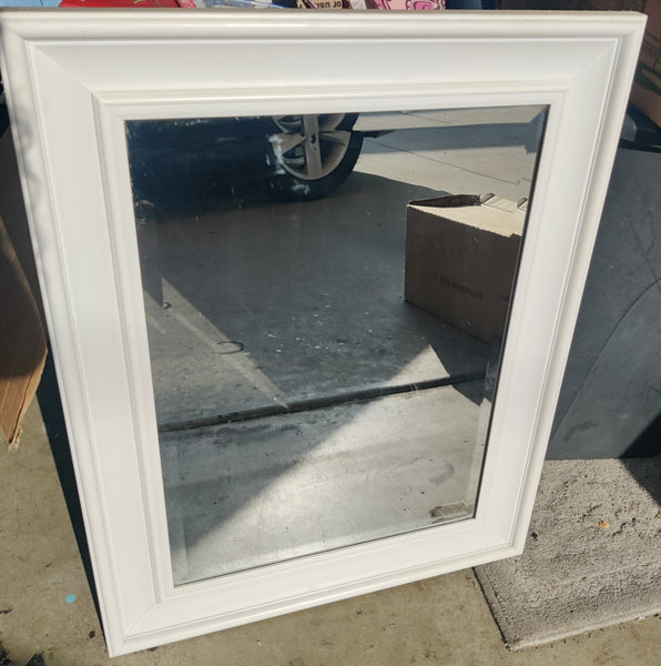 White 22" x 28" Wood Mirror