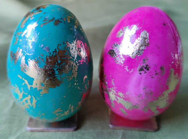Pick Color ~ Color & Gold Decorative Spring Egg on Stand