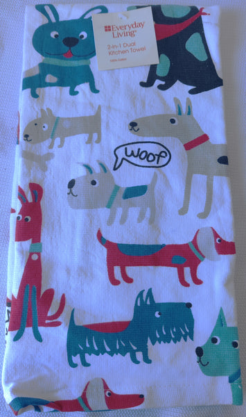 Brand New EVERYDAY LIVING 2-in-1 Dogs Day Kitchen Towel