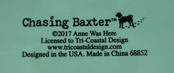 CHASING BAXTER Teal Ceramic Dog Bowl w/ Bone Graphic