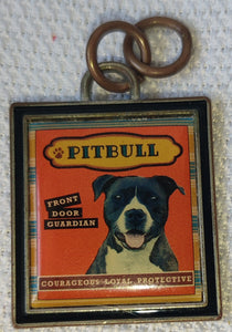 Pitbull Square Keychain or Necklace Charm