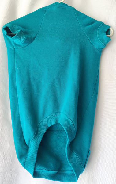 XL Teal Blue Dog Sweater w/ Hoodie