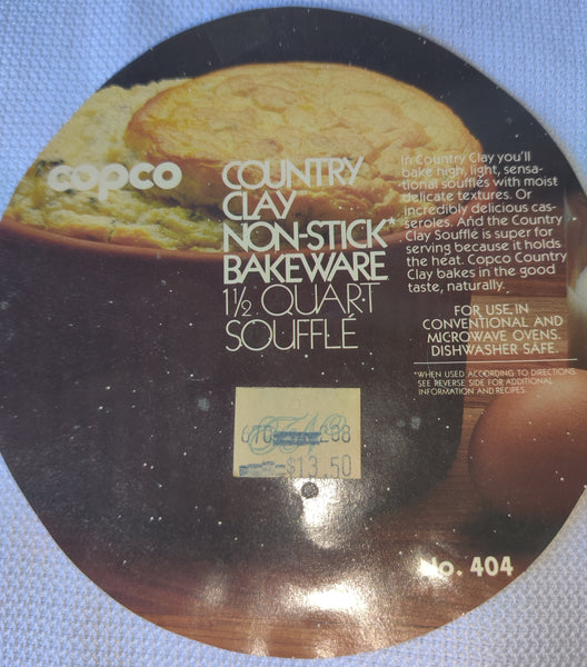 Brand New COPCO AU7 404 1.5 Quart Country Clay Nonstick Bakeware Souffle Dish