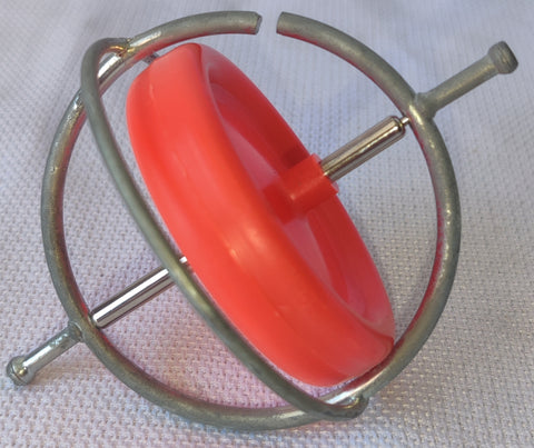 Gyro Whirl Red Metal Vintage Top Toy