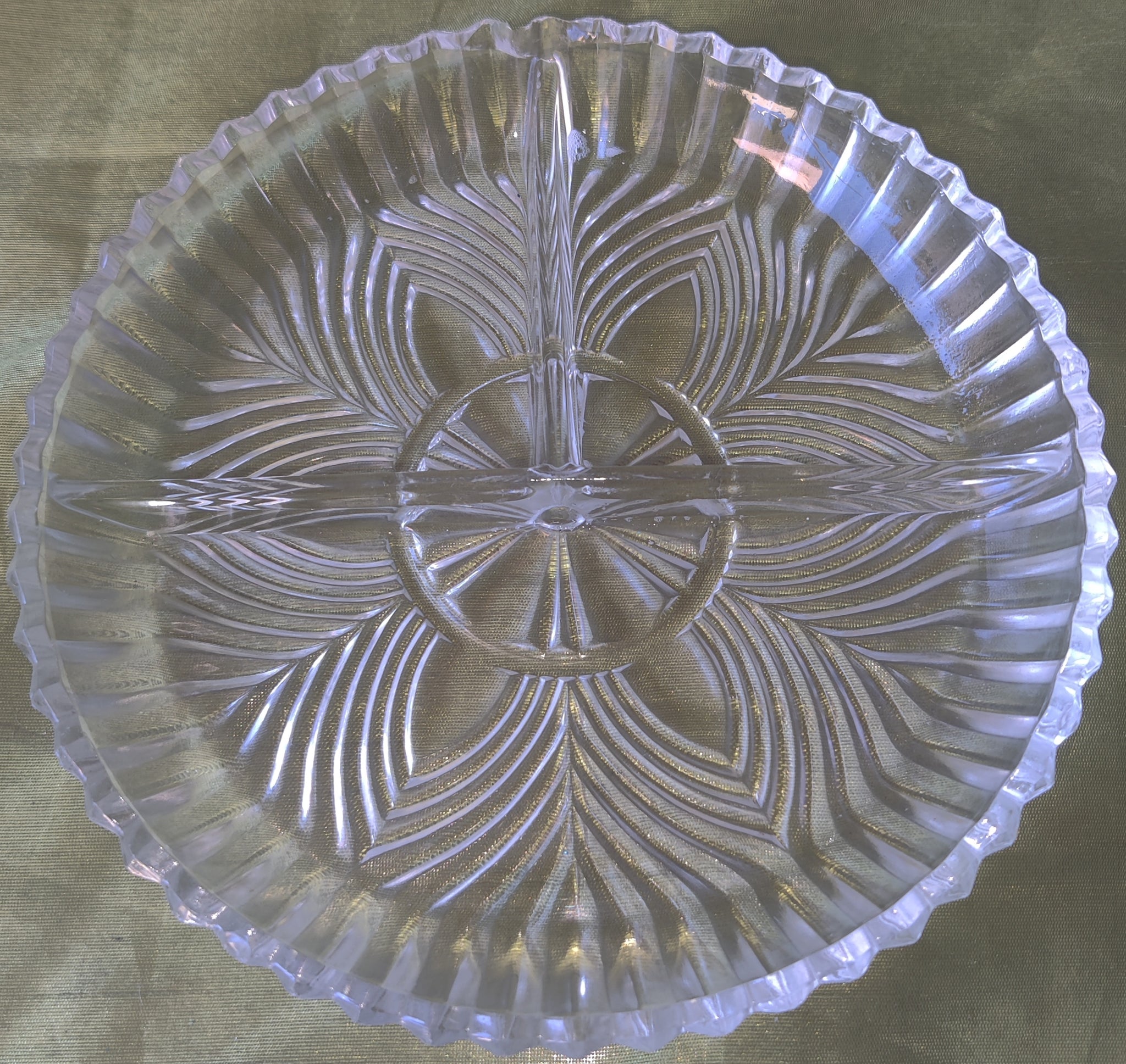 Clear Glass Vintage 3 Section Round Condiment Dish