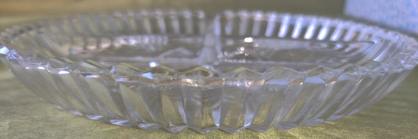 Clear Glass Vintage 3 Section Round Condiment Dish