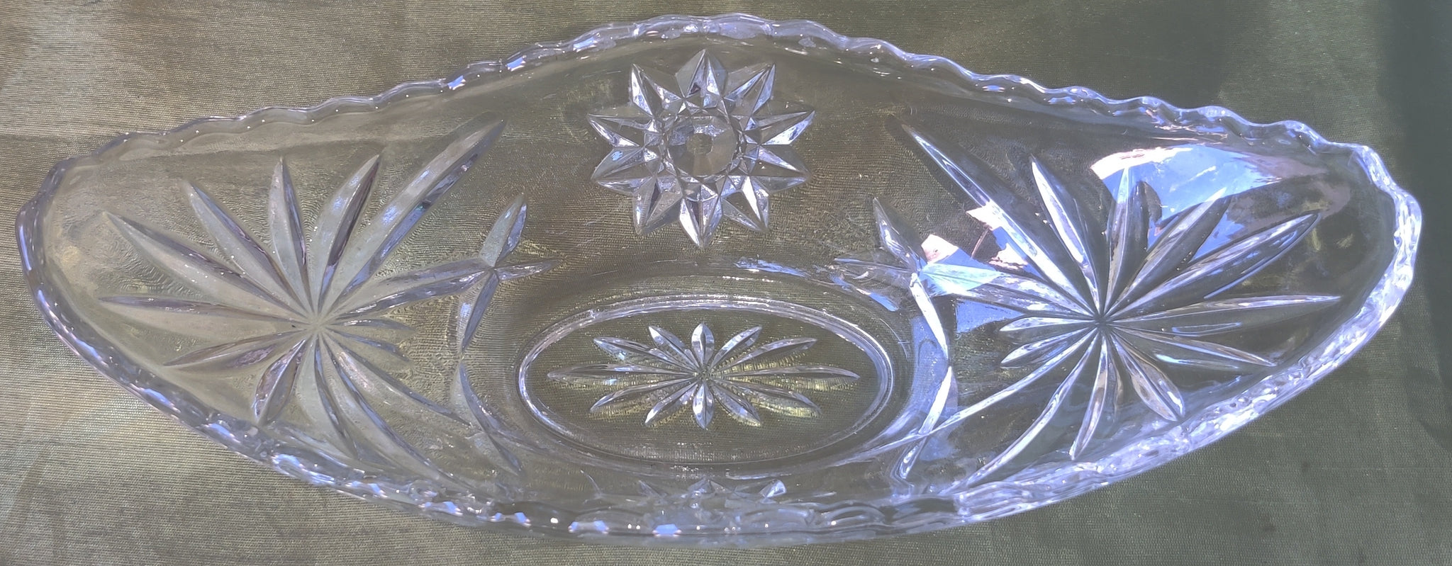 Vintage Clear Glass ANCHOR HOCKING American Pre-Cut Gondola Dish