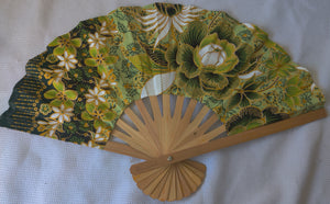 Green Floral Folding Chinese Hand Fan