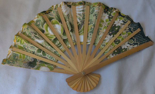 Green Floral Folding Chinese Hand Fan