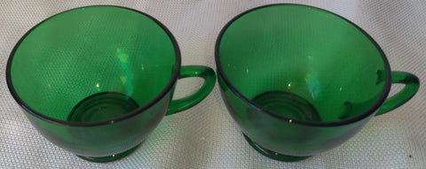 Set of 2 Vintage Emerald Green 6oz Depression Glass Punchbowl Cups