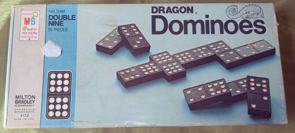 Vintage MILTON BRADLEY 55 Pc Double Nine Dragon Dominoes