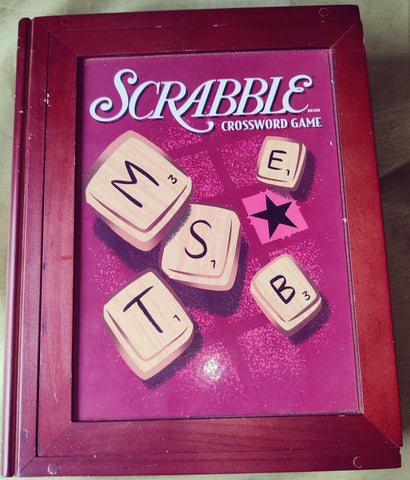 Vintage Game Collection SCRABBLE Parker Bros. Crossword Game in Wooden Box