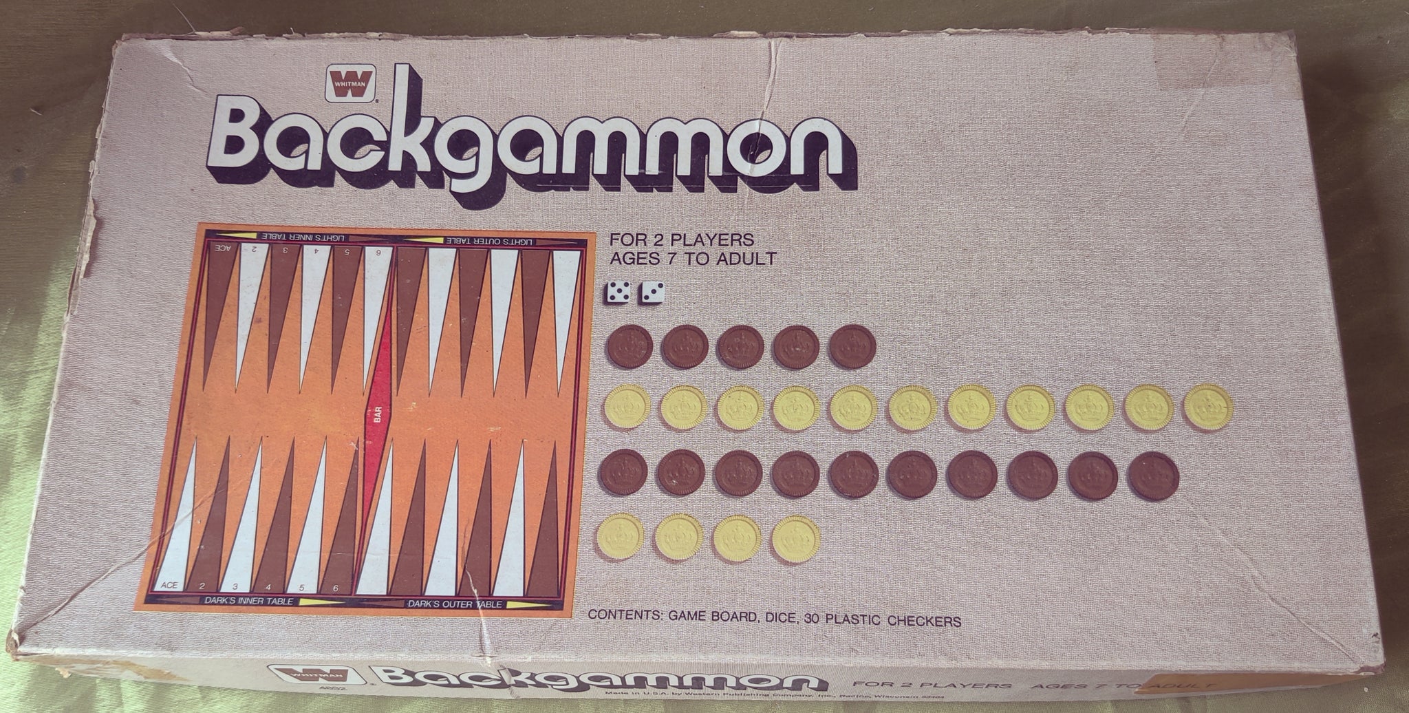 Vintage 1974 WHITMAN Backgammon Game Board