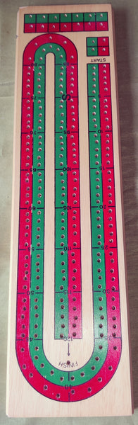 Vintage PAVILLION 2 Player Solid Wood Cribbage Board