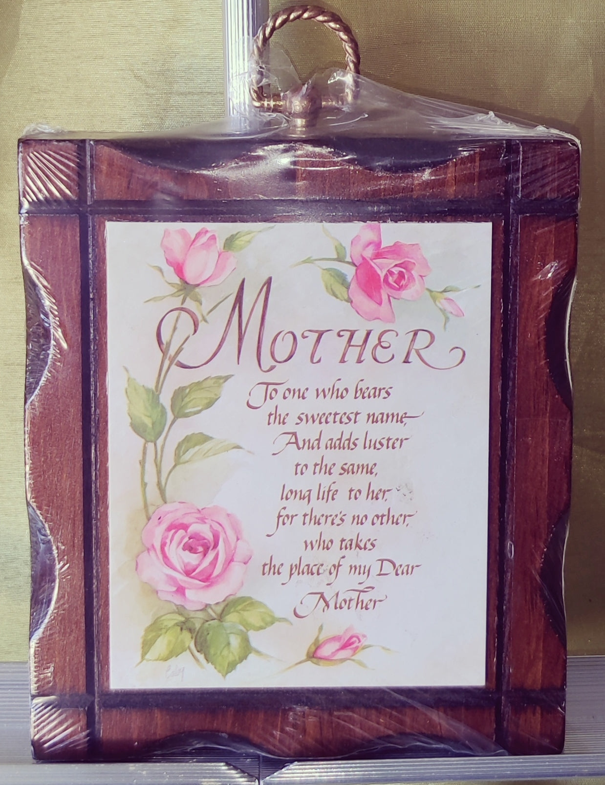 Vintage 1983 "Mother" Poem Wood Plaque By Jerry Schultz