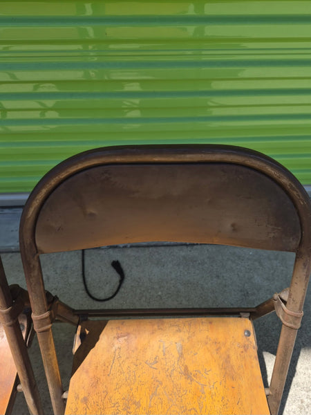 Pair of 2 Vintage Mid Century Folding Metal Chairs