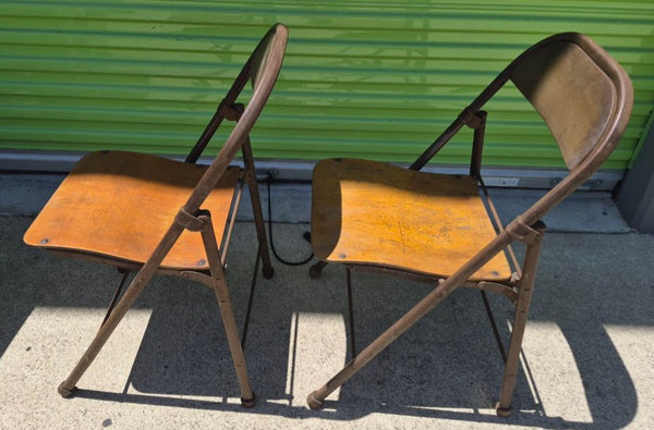 Pair of 2 Vintage Mid Century Folding Metal Chairs