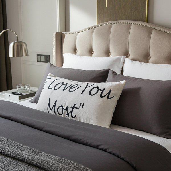 "LOVE YOU MOST" White Decorative Pillow