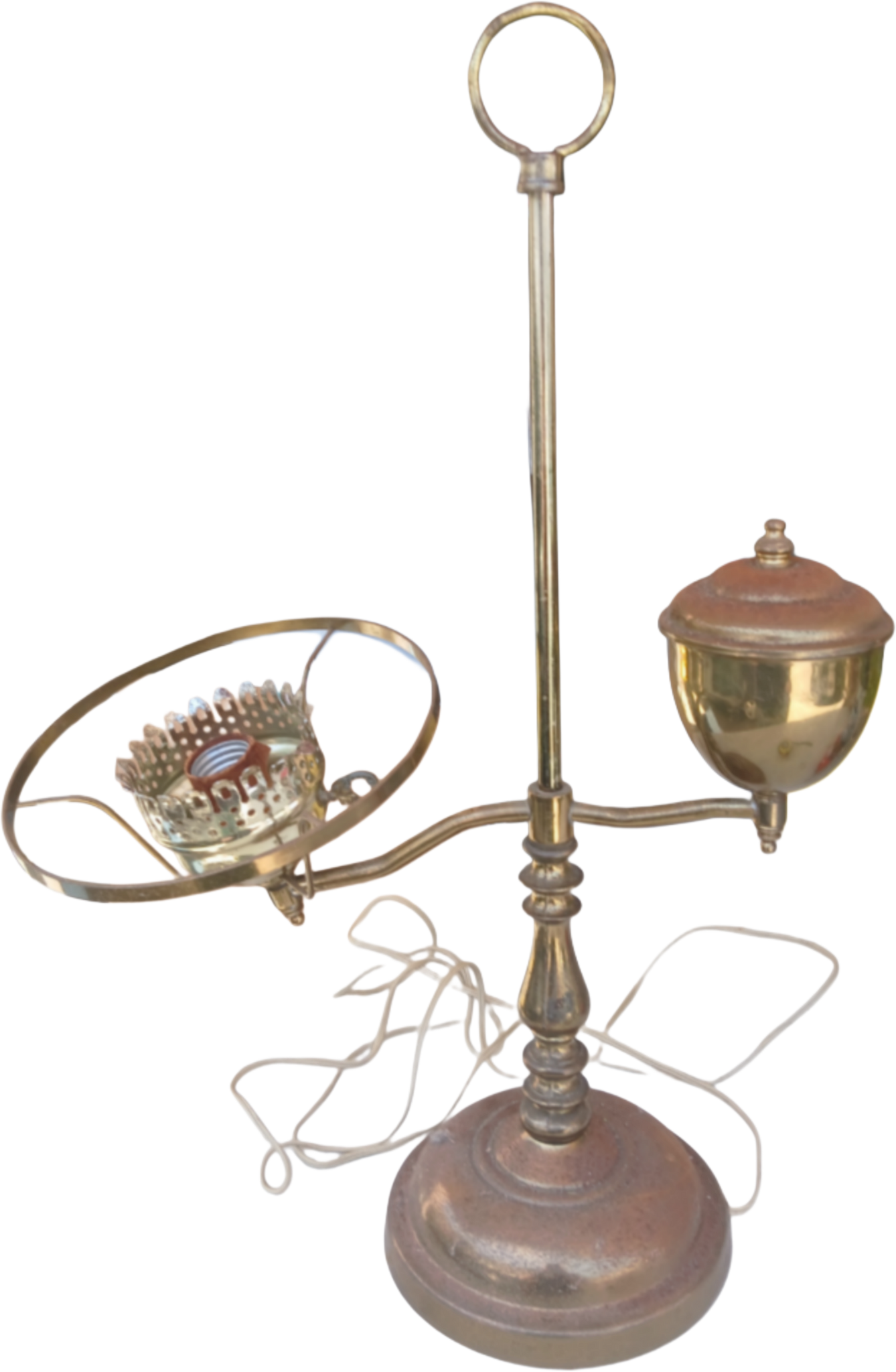 Vintage Art Deco Brass Student Hurrican Desk Lamp