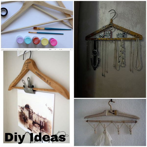 Set of 5 Light Wood Vintage Hangers