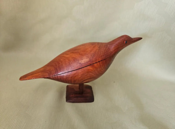 Vintage Mid Century Modern Solid Wood Carved Shore Bird (Side Wood Spacing)