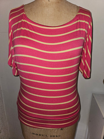 Small ZENANA OUTFITERS Pink & Yellow Striped Top