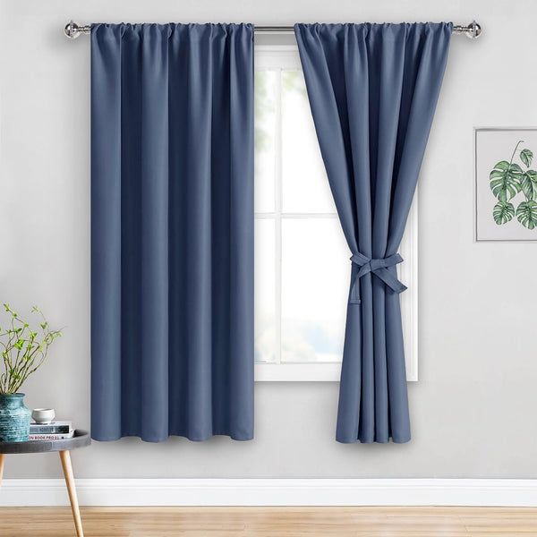 Set of 2 Curtain Panels ~ White & Blue Crisscross Pattern