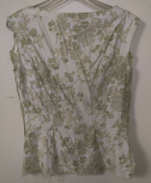 Small/Medium HANDMADE Women's Vintage Blue & White Chiffon Fully Lined Dress (FLAWS)