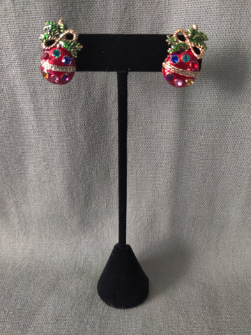 Bejeweled Multi-color Christmas Tree Ornament Earrings