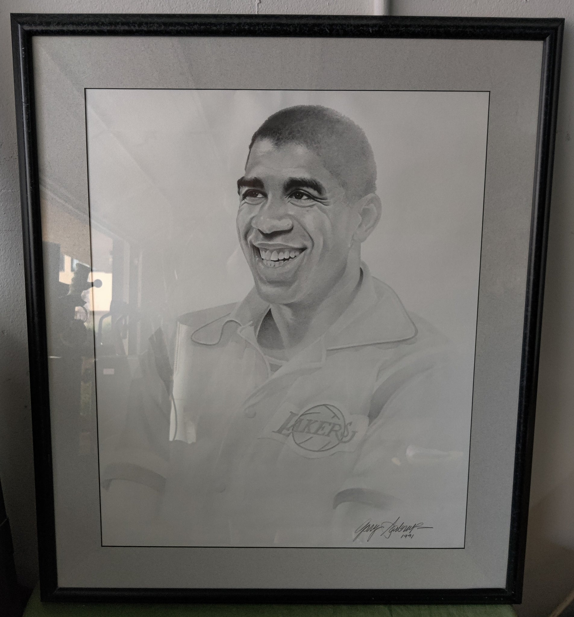 Magic Johnson Framed & Matted Lithograph by Gary Saderup - 1991