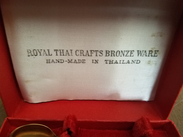 Vintage Royal Thai Crafts Bronze Ware Box Set of 6 Spoons