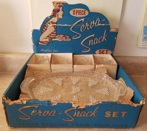 Vintage 8-Pc Anchor Hocking Serva Snack Set (Tea Set / Tennis Set)