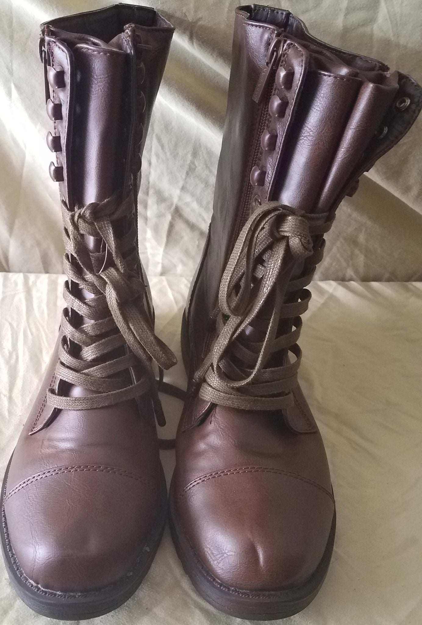 Women's Brown Size 8.5 DOLLHOUSE Laceup / Zip Up Boots