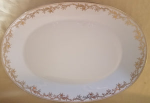 Mikasa Richelieu 16" Gold Floral Rim Oval Fine China Platter