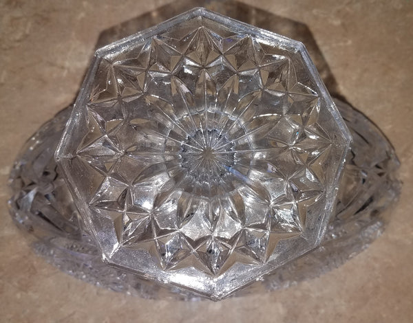 Vintage Crystal Oval Pedestal Candy Dish