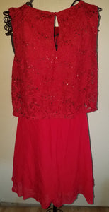 Girls XL Red, Lace & Sequence Accented Holiday Dress / Christmas Dress