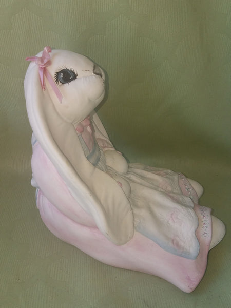 Ceramic Pastel Easter Bunny Rabbit w/ Floppy Ears & Apron