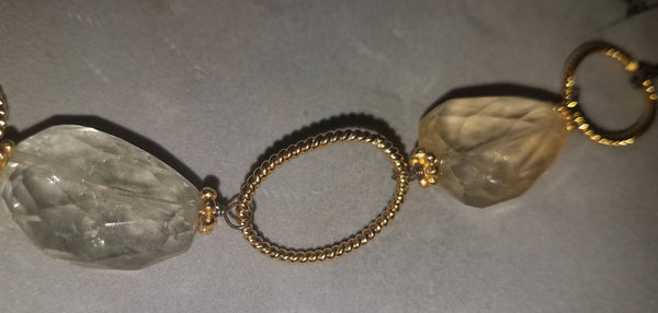 19" Lavender & Clear Gem Necklace w/ Gold Chain