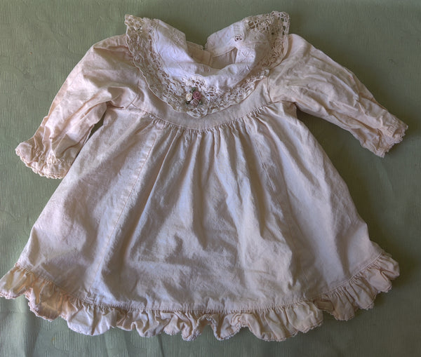 Vintage Allison Rose Antique Infant Dress & Bloomers Nursery & Home Decor w/ Wooden Hanger