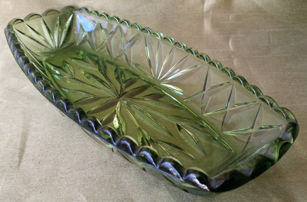 Vintage Green Depression Glass Candy Dish