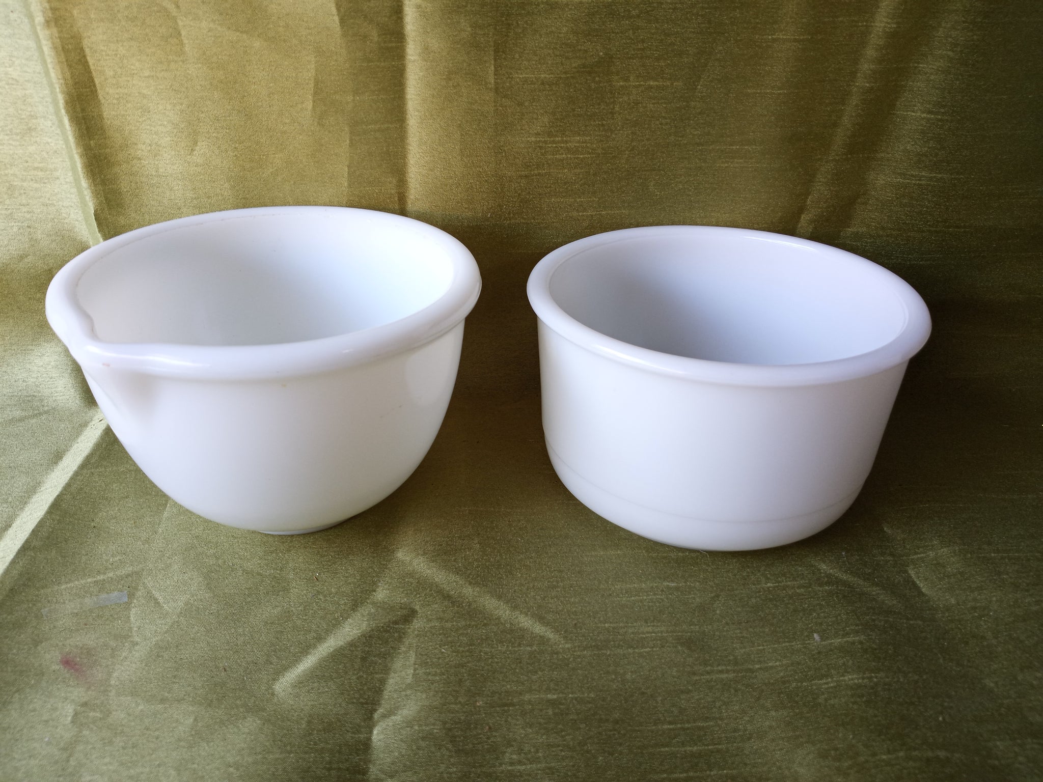 Set of 2 Vintage 6.5" Milk Glass Mixing Bowls