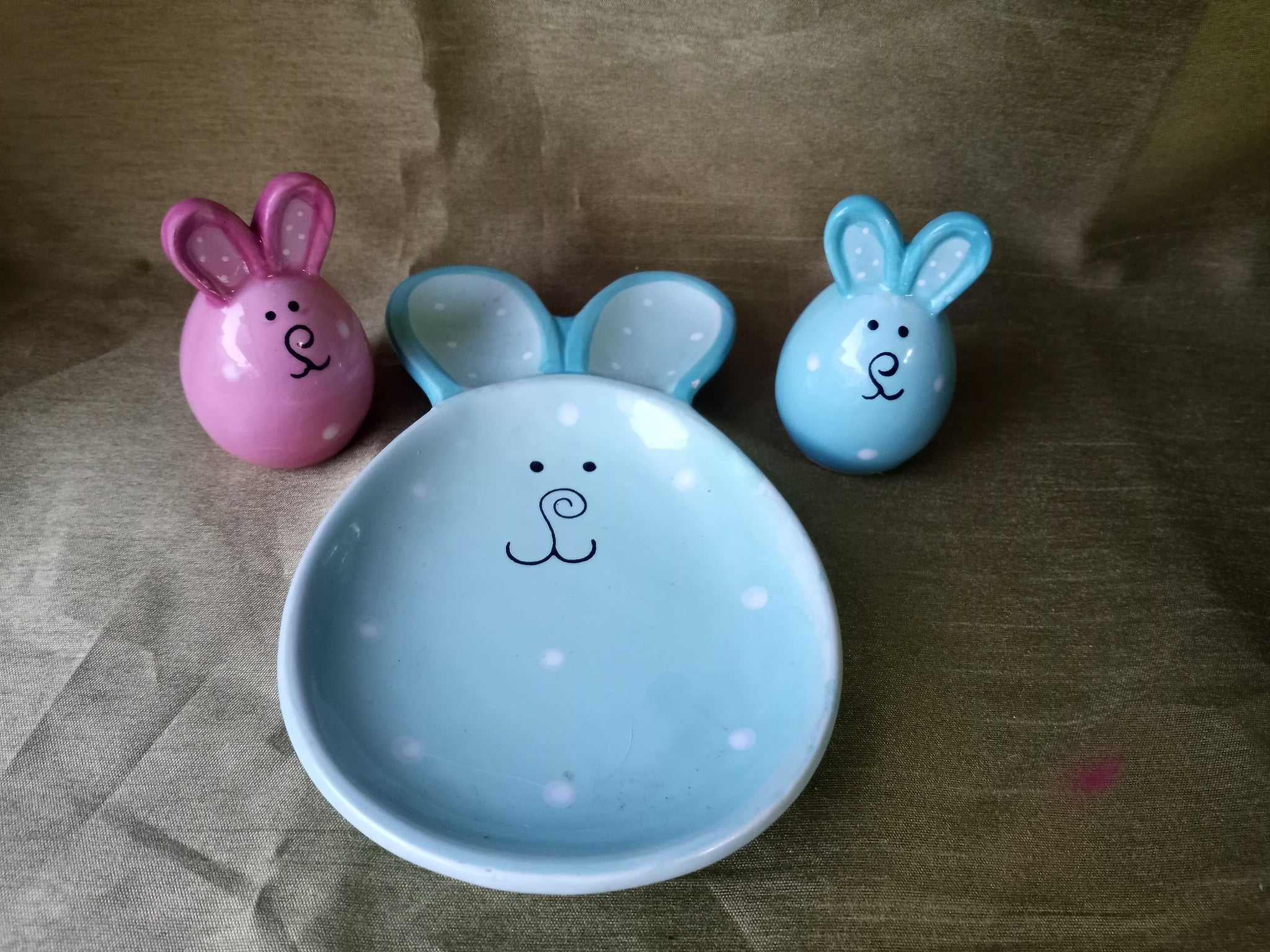 Easter Bunny 3-Pc Set - Spoon Rest w/ Matching Salt & Pepper Shakers