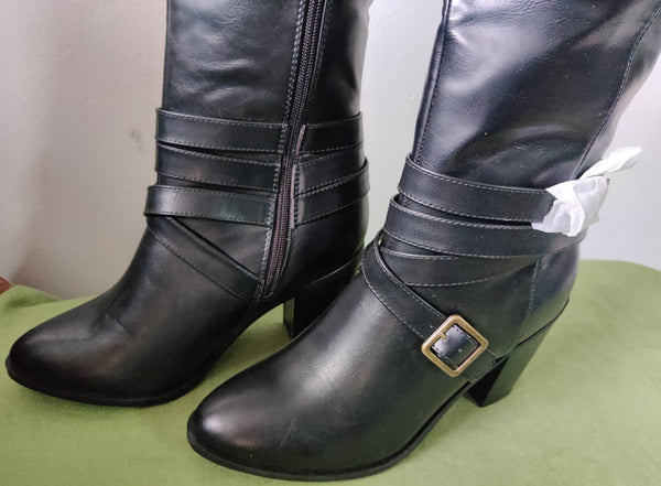 Brand New Womens Size 9 Black Zip Up High Heel Boots