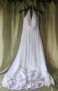 Women's Size 4 Galini Halter White Wedding Dress (READ DETAILS)