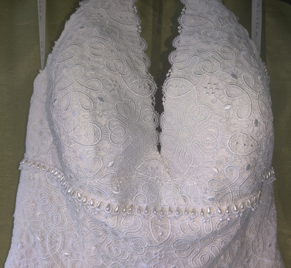 Women's Size 4 Galini Halter White Wedding Dress (READ DETAILS)