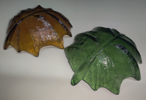 Set of 2 Small Vintage Autumn Leaves Harvest Fall Leaf Candy Dishes